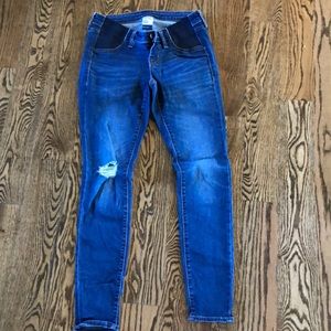 Side panel maternity distressed jean